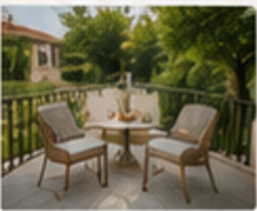 Balcony with table and chairs